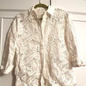 Mango White Lace Blouse